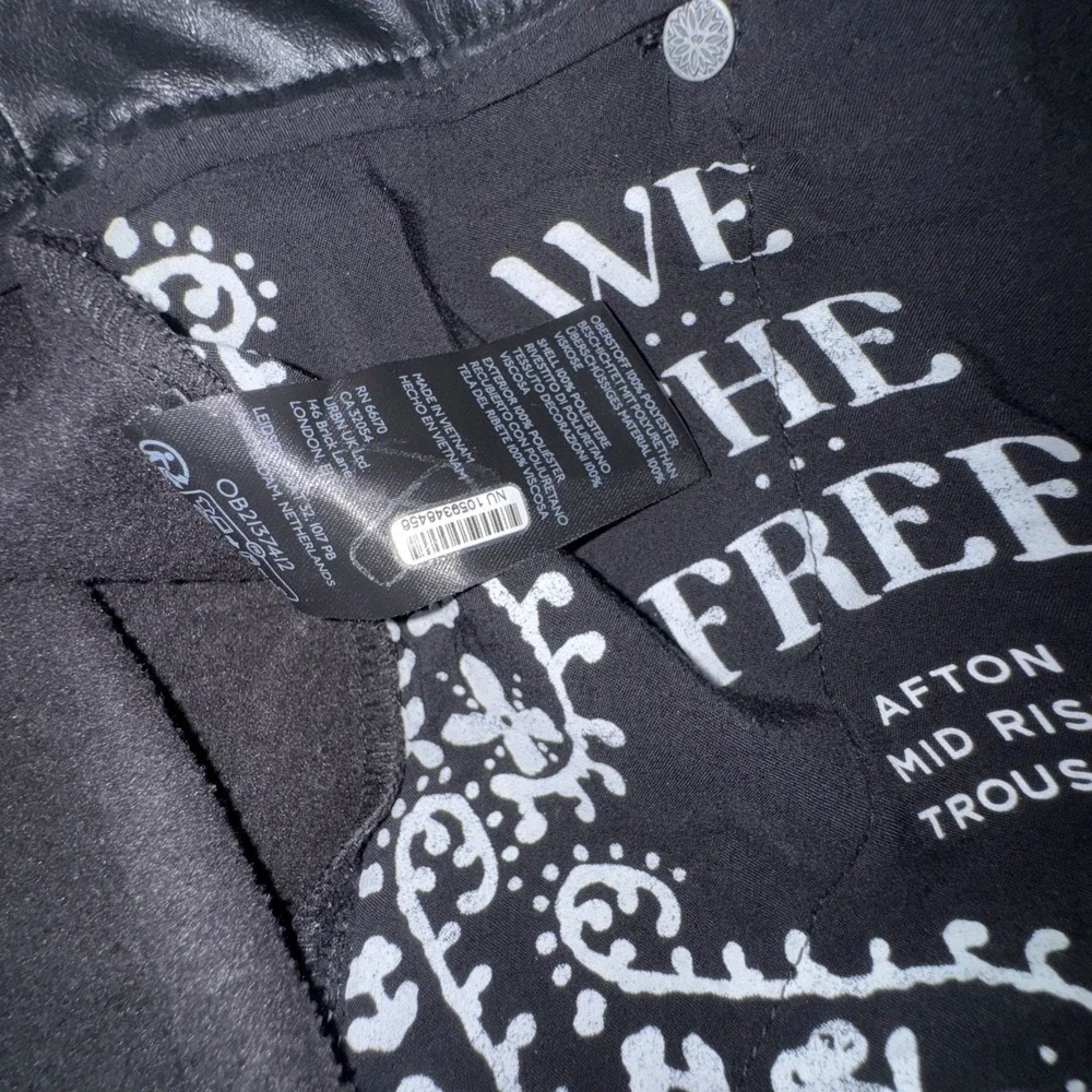 We The Free Vegan Afton Trouser Size 14 Black Faux Leather Wide Leg Jeans Goth
